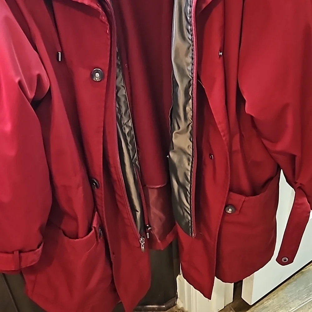 Miss Gallery Red Full Zip & Lined Coat Jacket  w Hood Womens Size 2xl - Picture 3 of 6